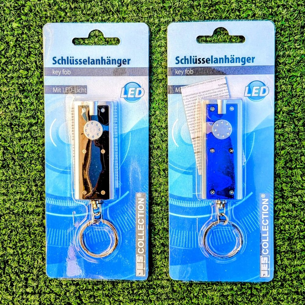 JES German Brilliant Solutions 6 Lumen LED Keychain Light+Batteries 2pc Set NIPJ
